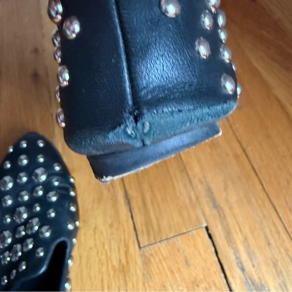 VERONICA BEARD Griffin Studded Nappa Leather Loafers Black Size 38.5 or 8.5 - Picture 6 of 11